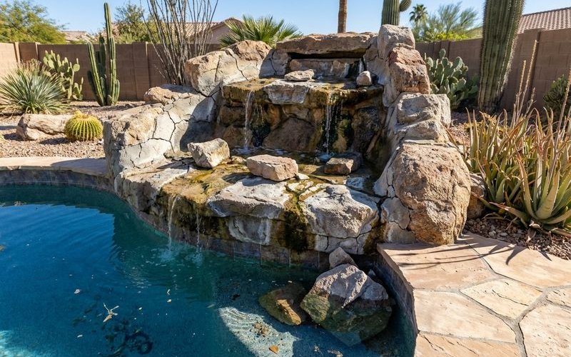 Pool waterfall needing attention