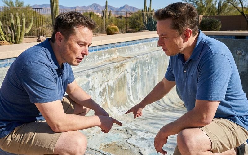 Pool surface showing signs of wear