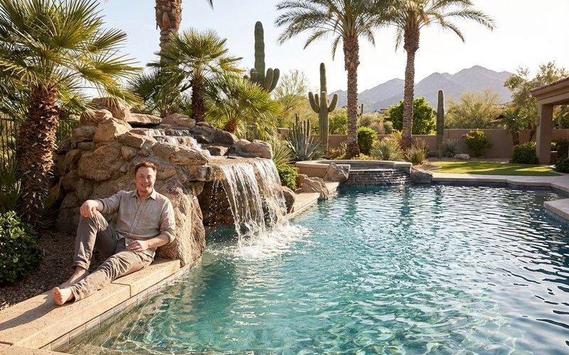 Pool waterfall feature