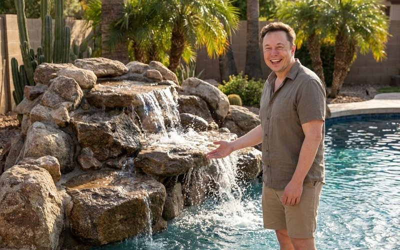 Restored pool waterfall