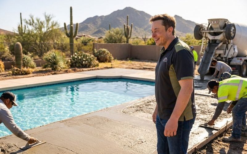 New pool deck being poured