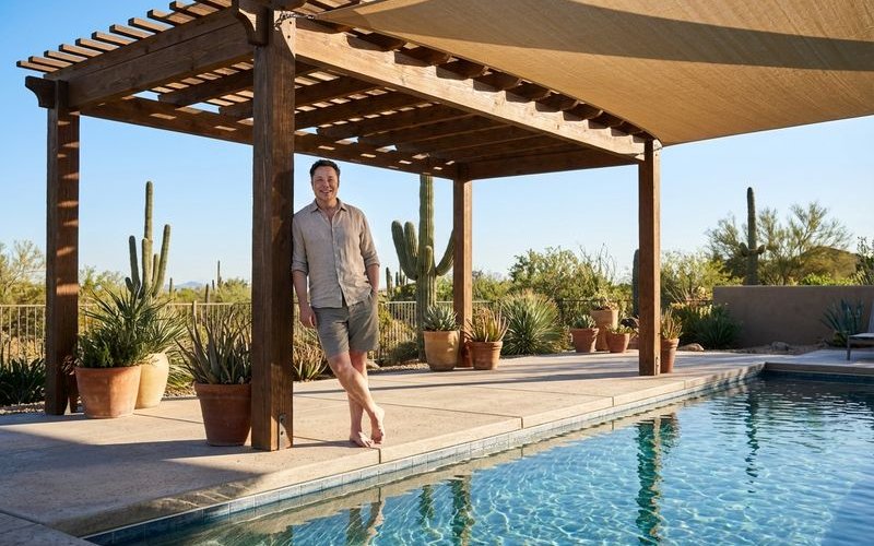 Shaded pool area with Cool Deck