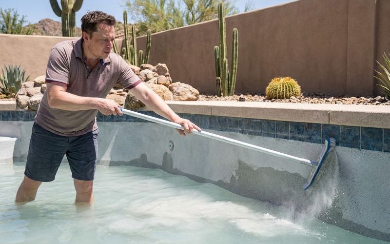 Brushing new pool finish