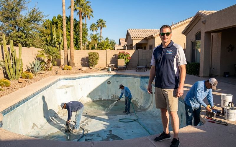 Pool resurfacing project beginning