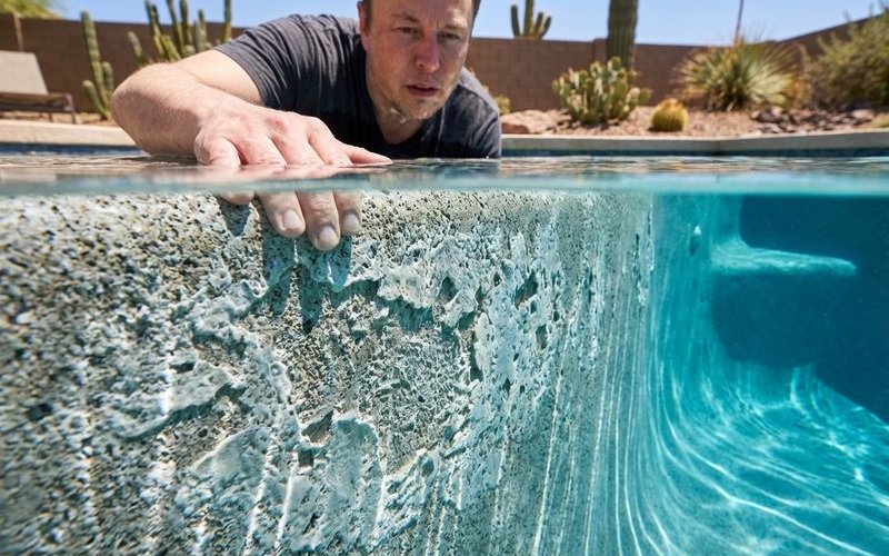 Pool surface showing signs of wear