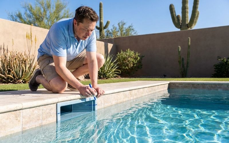 Checking pool water level