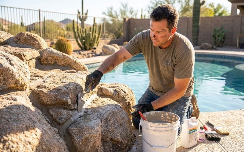 Waterfall being repaired